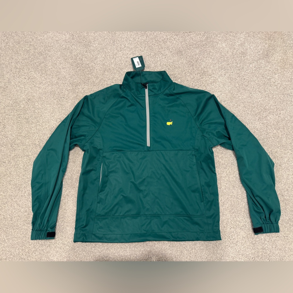 Masters Green Windbreaker with Hood and Water-Resistant Finish